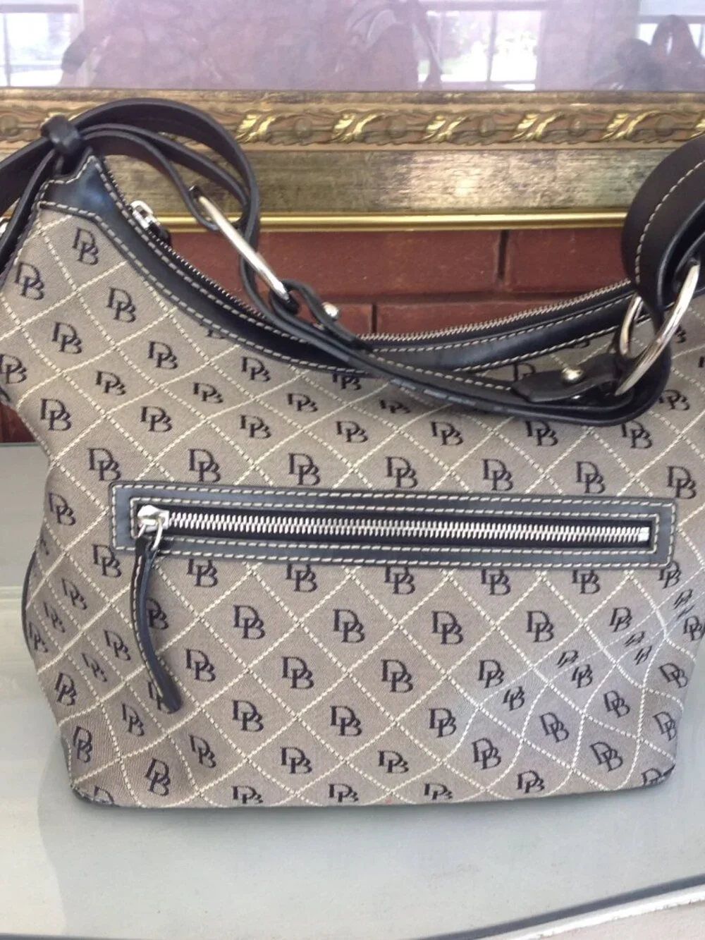 Vintage Dooney & Bourke Signature Fabric Monogram Shoulder Bag